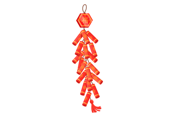 Chinese Firecrackers: Decorative Red New Year Font