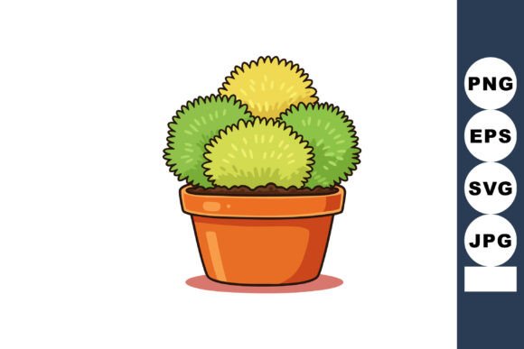 Decorative Cactus Plants in Terracotta P: A Cheerful Design Asset