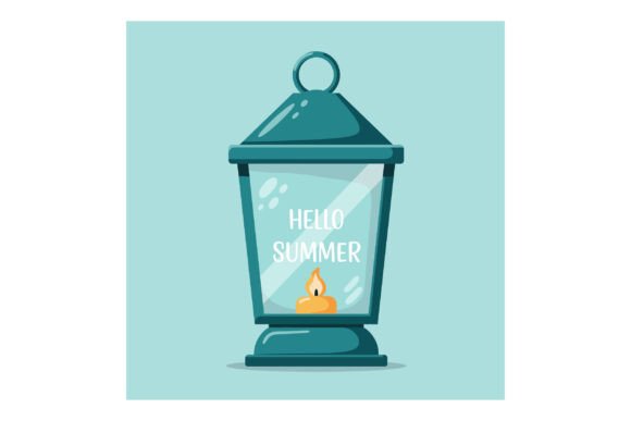 Decorative Teal Lantern with Candle: Your New Go-To Summer Design Asset