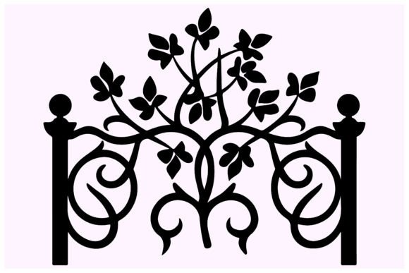 Decorative Trellis with Vine Silhouette: A Designer's Go-To Asset