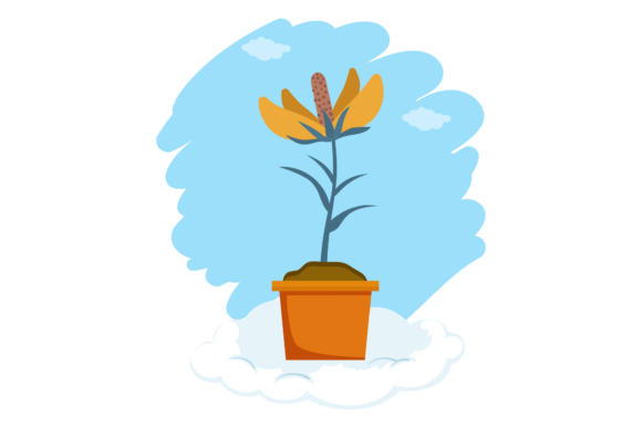 Flowers Pot Decorative Cloud Design: A Whimsical Asset for Modern Creators