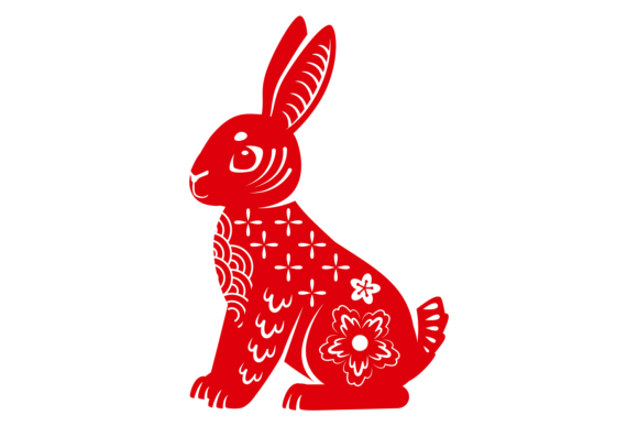 Ornate Bunny: A Red Silhouette for Bold Branding